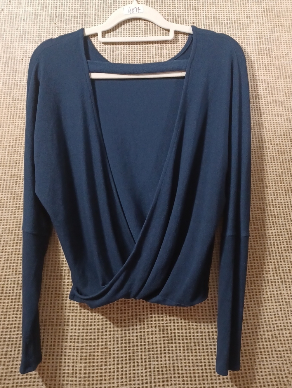 Francesca's Collections Navy Surplice Long Sleeve Top